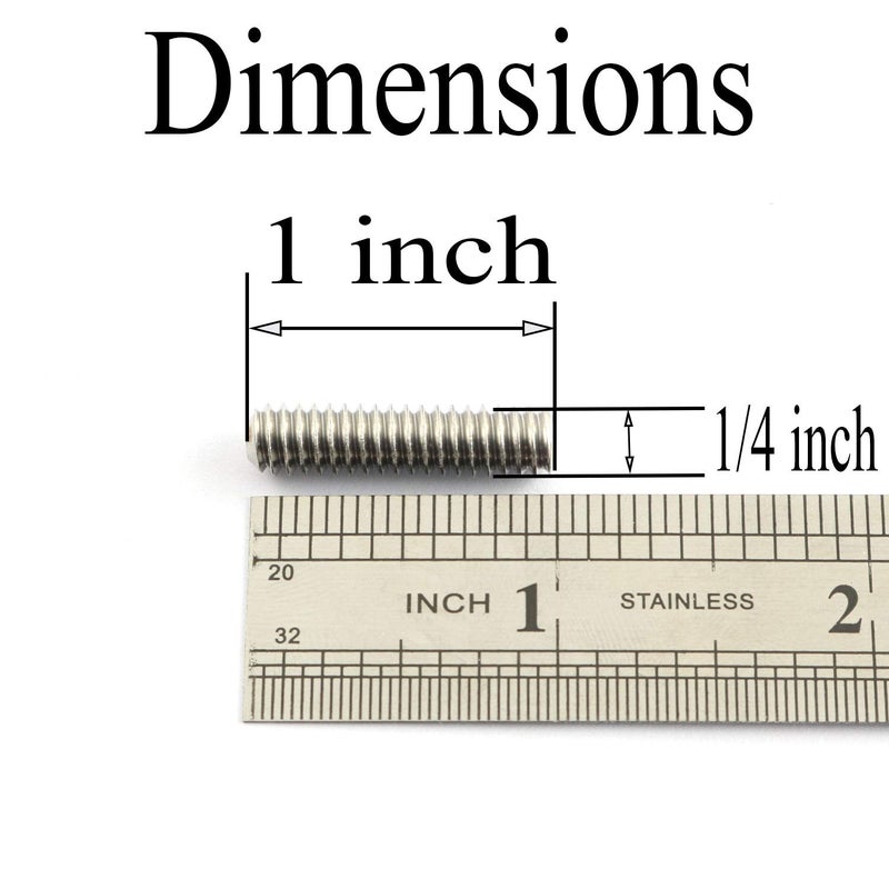 Pro Bamboo Kitchen 20PCS 1/4-20x1" Hexagon Hex Socket Set Screws 304 Stainless Steel Full Thread Cup Point Grub Screws - Image 3